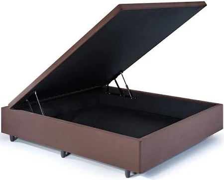 Base Bau Casal Vazada 138x188x42 Suede Marrom Sr Moveis