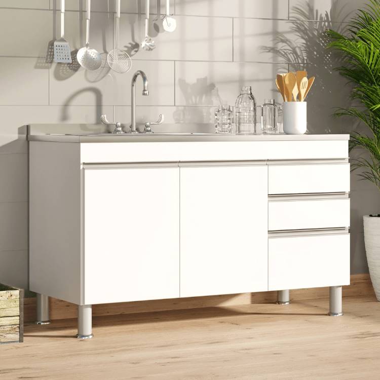 Gabinete Libra 144 2P3G sem Tampo e nem Pia Branco Quarta Divisao