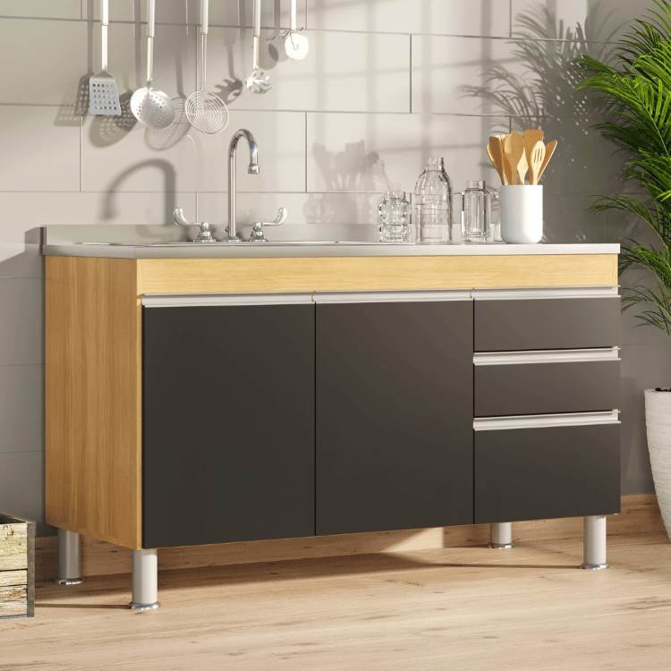 Gabinete Libra 144 2P3G sem Tampo e nem Pia Teka.Onix Quarta Divisao