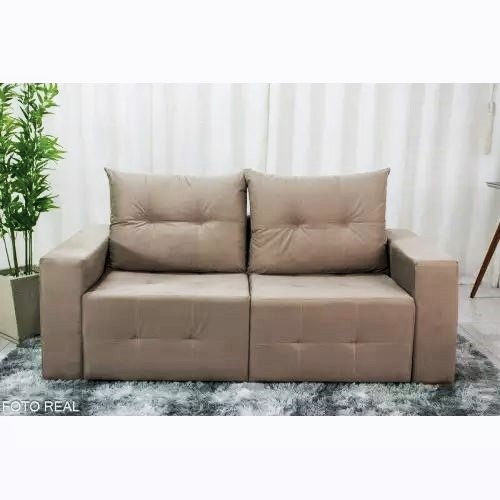 Estofado Retratil Havai 180 2×90 Veludo Capuccino Bianca Decor