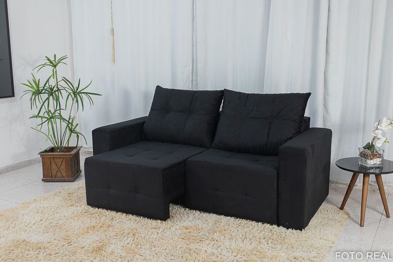 Estofado Retratil Havai 180 2×90 Veludo Pereto Bianca Decor