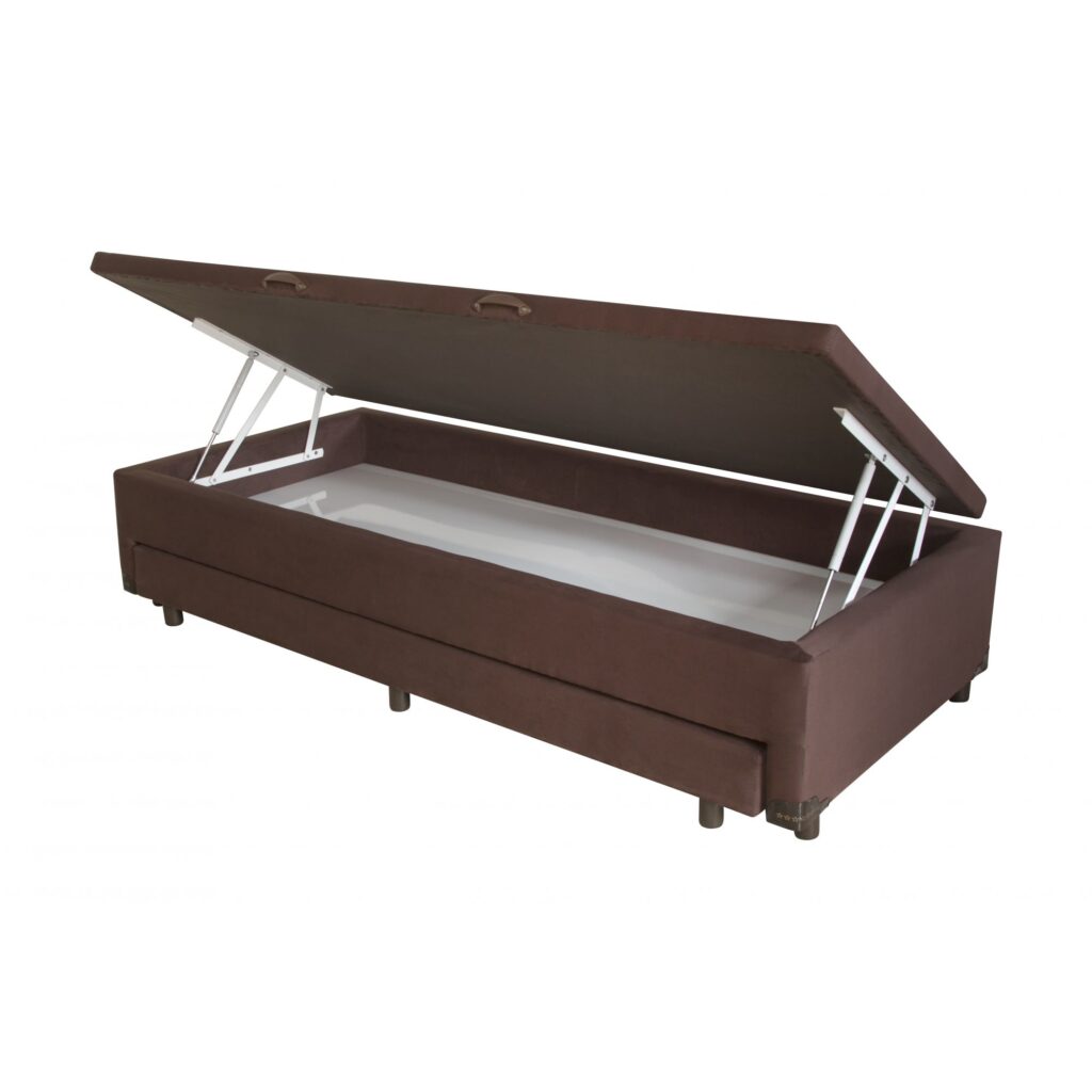 Base Solteiro com Cama Auxiliar 88×47 Suede Marrom SR Moveis