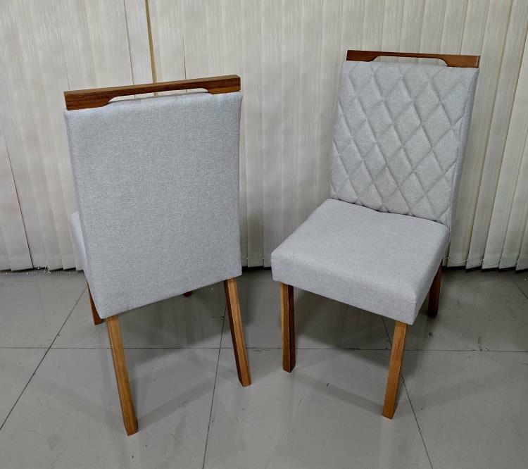 Kit com 2 Cadeiras Dublin Cinamomo.Bordado 106 Linho Saturno Bege 08 Vieira Decor