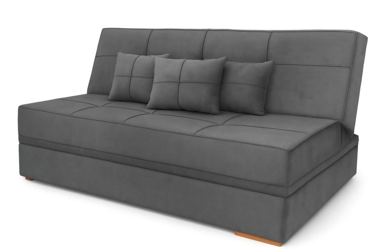 Sofa Cama Italia com Bau Veludo Suede Cinza 120B Araujo Estofados