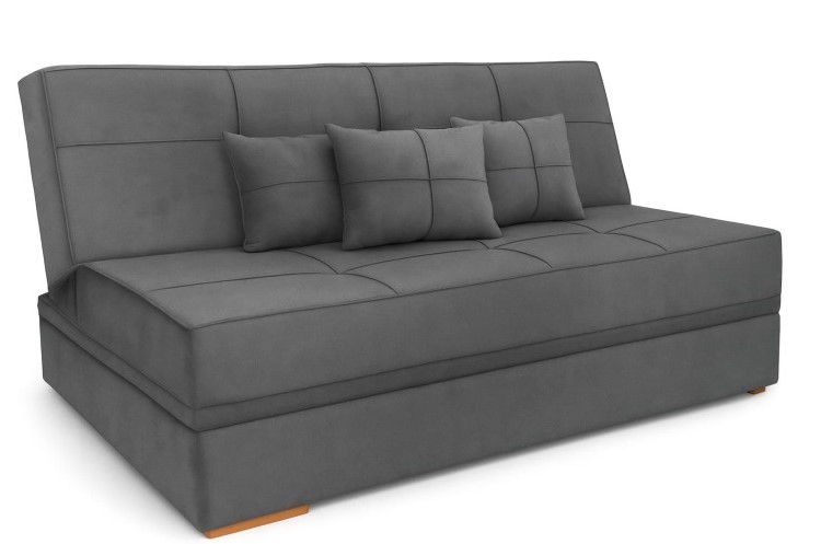 Sofa Cama Italia sem Bau Veludo Suede Cinza 120B Araujo Moveis