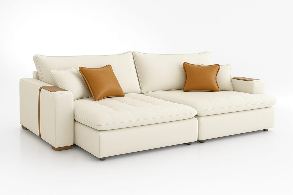 Sofa Cama Retratil Mariah 250 2xMoludos 100 mais Brc 25cm Linho Branco 27 We Art Decor