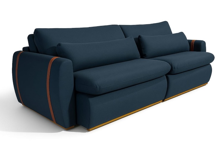 Sofa Cama Retratil Reclinavel Zeus.Theo 230 2×100 mais Brc 15cm Linho Azul Marinho 16 We Art Decor