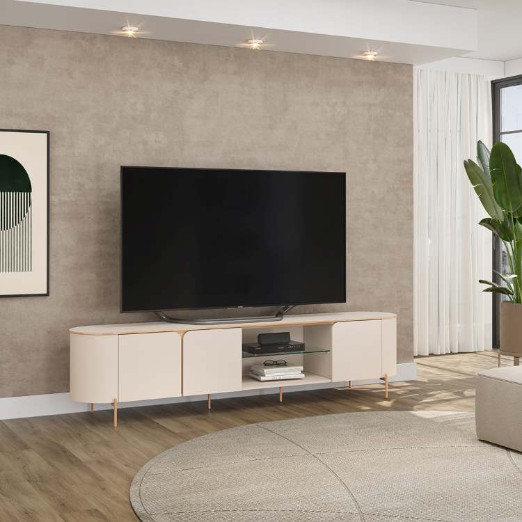 Bancada Ariana 240 3P Off White DJ Moveis