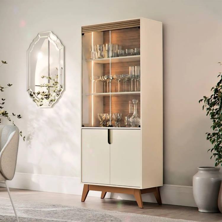 Cristaleira Parary 4P Off White.Amendoa Mobler