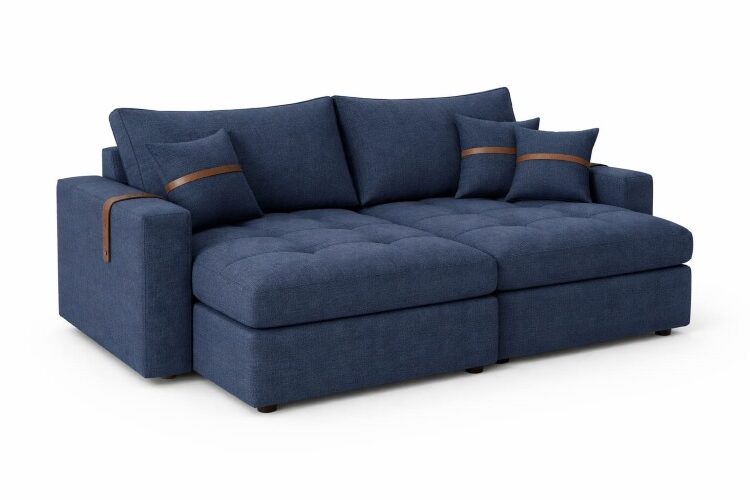 Sofa sem Caxia Retratil Lisboa 240 2xModulos 120 Linho Azul 16 We Art Decor