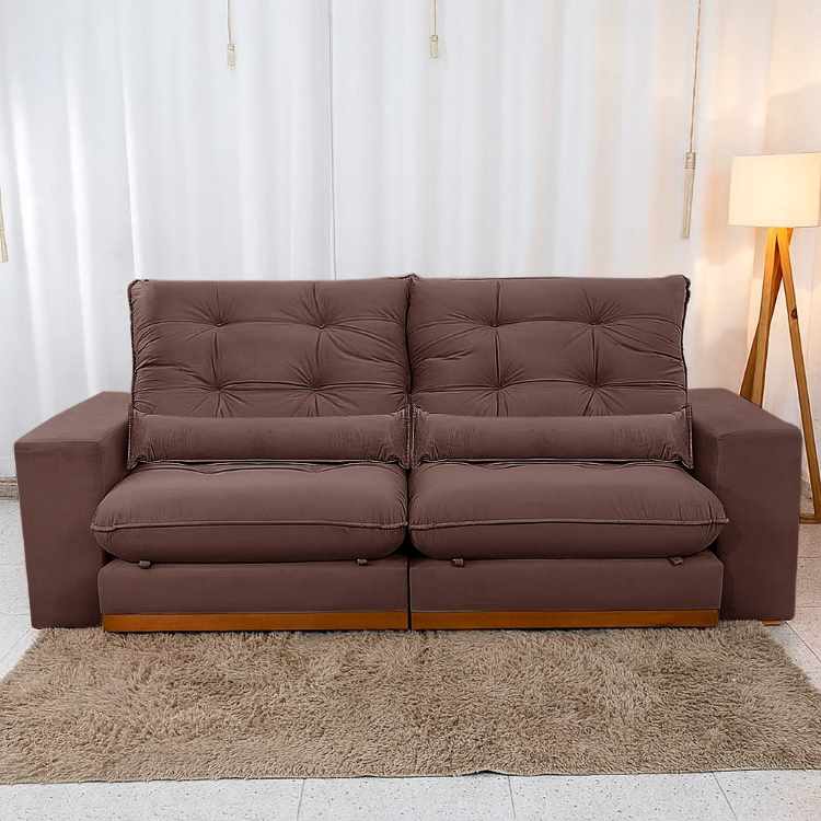 Estofado Retratil Reclinavel Toronto 210 Veludo Suede Marrom Bia Estofados