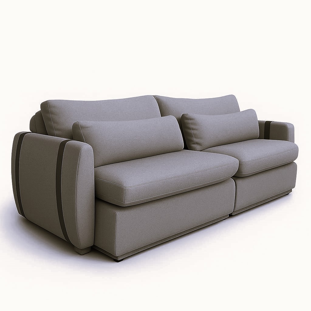 Sofa Cama Retratil Reclinavel Zeus.Theo 230 2×100 mais Brc 15cm Linho Grafite We Art Decor