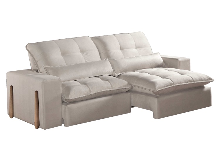 Estofado Retratil Reclinavel Itaoca.Fitipaldi 210 2×80 Veludo Inca Cru Idealle