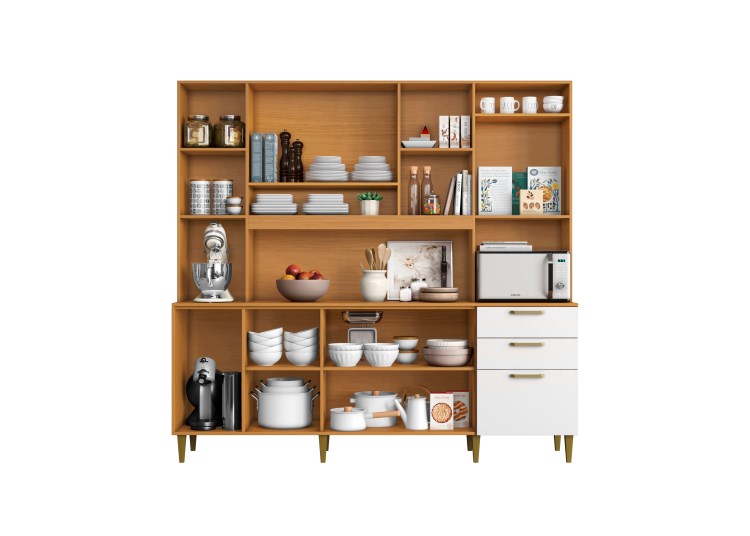 Kit Cozinha Mega 9P2G Visualizacao Interna Aramoveis