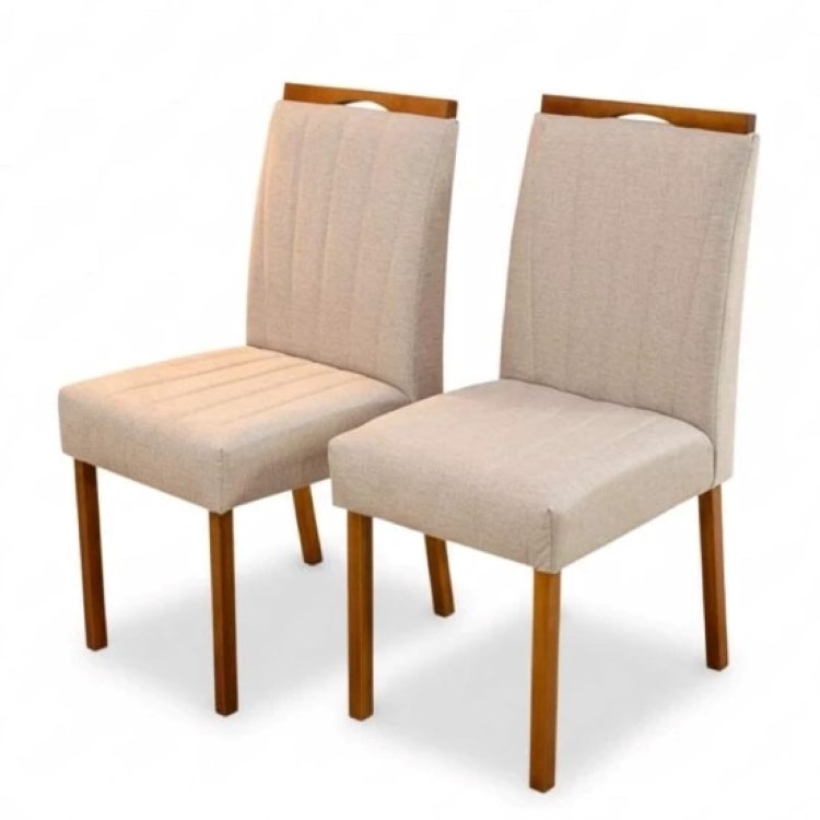 Kit com 2 Cadeiras Rubi Linho Bege KM Decor