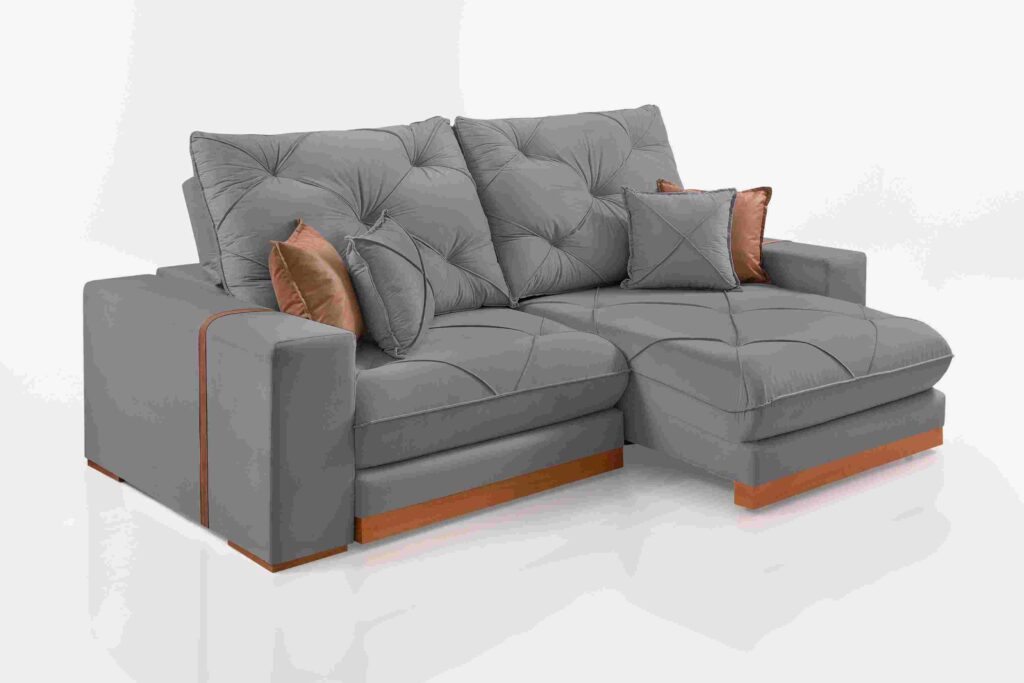 Estofado Retratil Reclinavel Geriba 210 2×80 com Braco 25cm Veludo Inca Grafite 10 Idealle