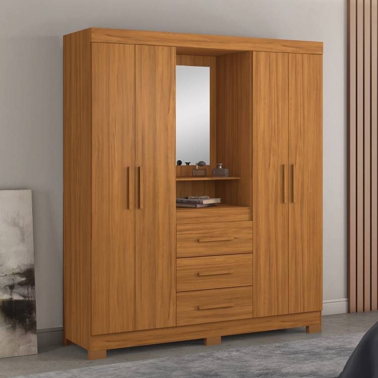 Roupeiro Capelinha NT 5015 4P3G com Espelho Freijo Trend.Freijo Trend Notavel