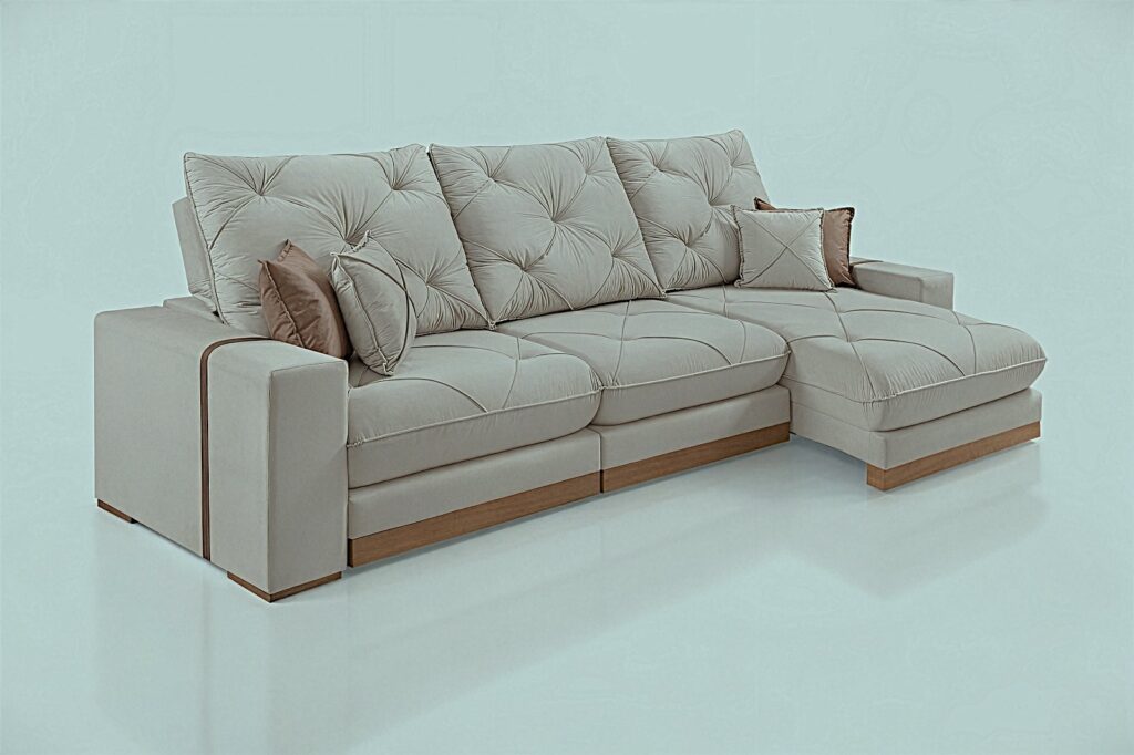 Estoifado Retratil Reclinavel 210 2×80 com Braco 25cm Linho Gelo Idealle