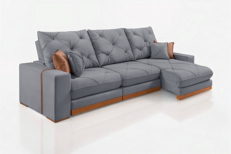 Estofado Retratil Reclinavel Geriba 320 3×90 mais Braco 25cm Veludo Inca Grafite 10 Idealle