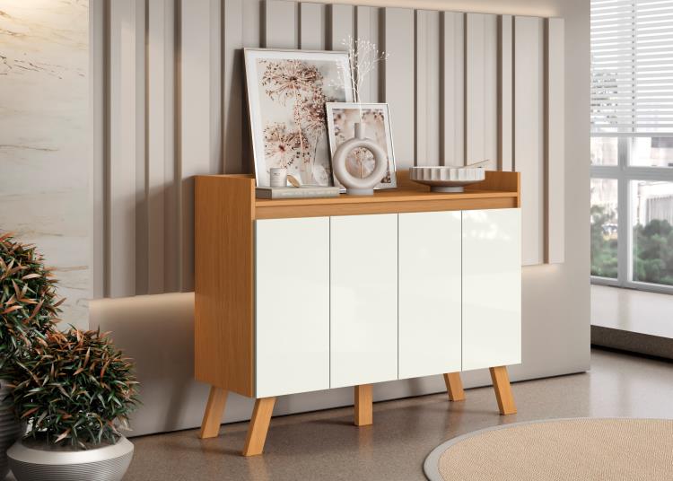 Aparador Aramoveis 4P Cinamomo.Branco Aramoveis