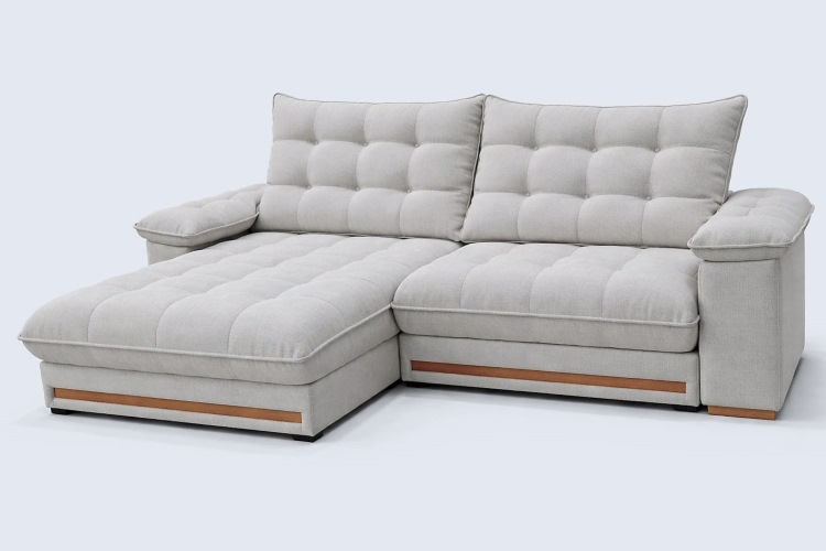 Estofado Retratil Reclinavel Barcelona 210 2×80 mais Braço 25cm Linho Gelo Idealle