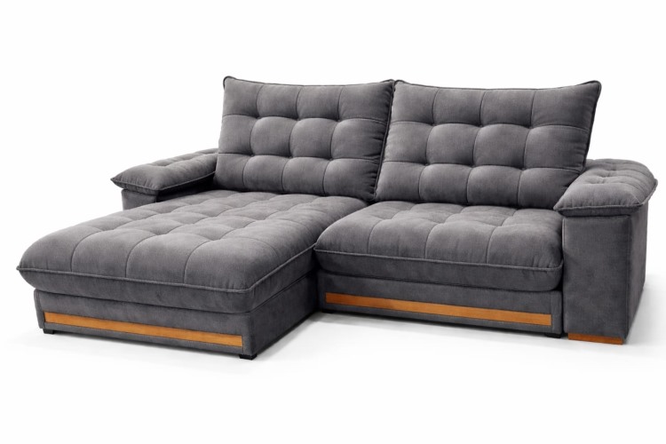 Estofado Retratil Reclinavel Barcelona 210 2×80 mais Braço 25cm Veludo Inca Grafite 10 Idealle