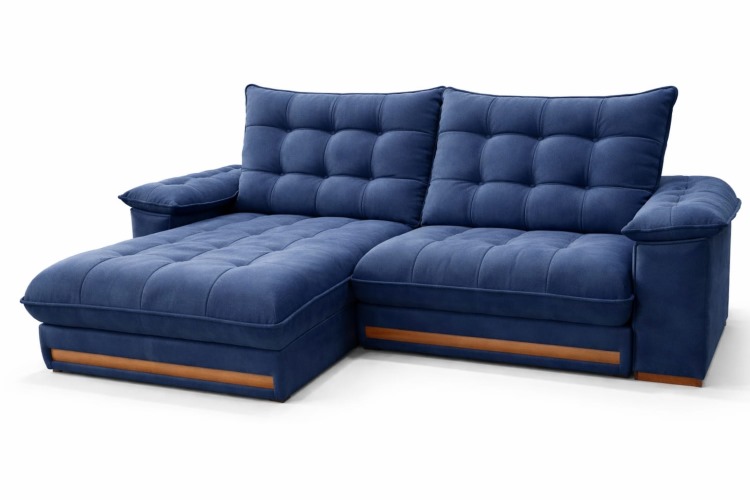 Estofado Retratil Reclinavel Barcelona 250 2×100 mais Braco 25cm Veludo Inca Azul 24 Idealle