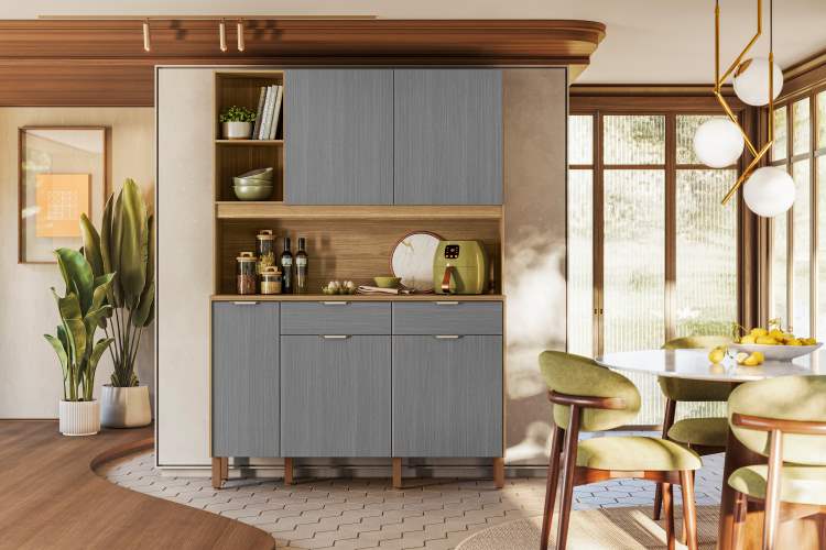 Kit Cozinha Flora 5P2G Freijo.Gris Kits Parana