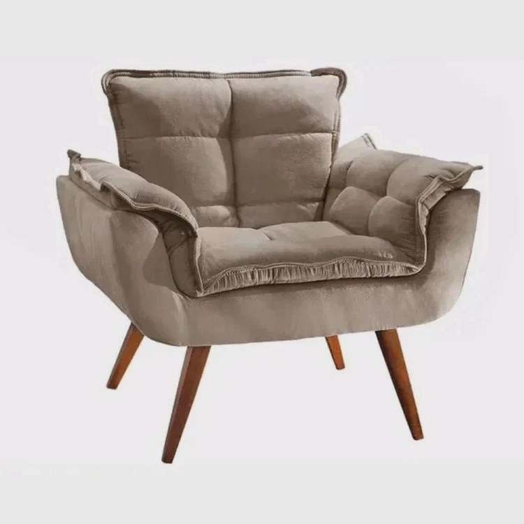 Poltrona Jamile Veludo Suede Capuccino Shalon