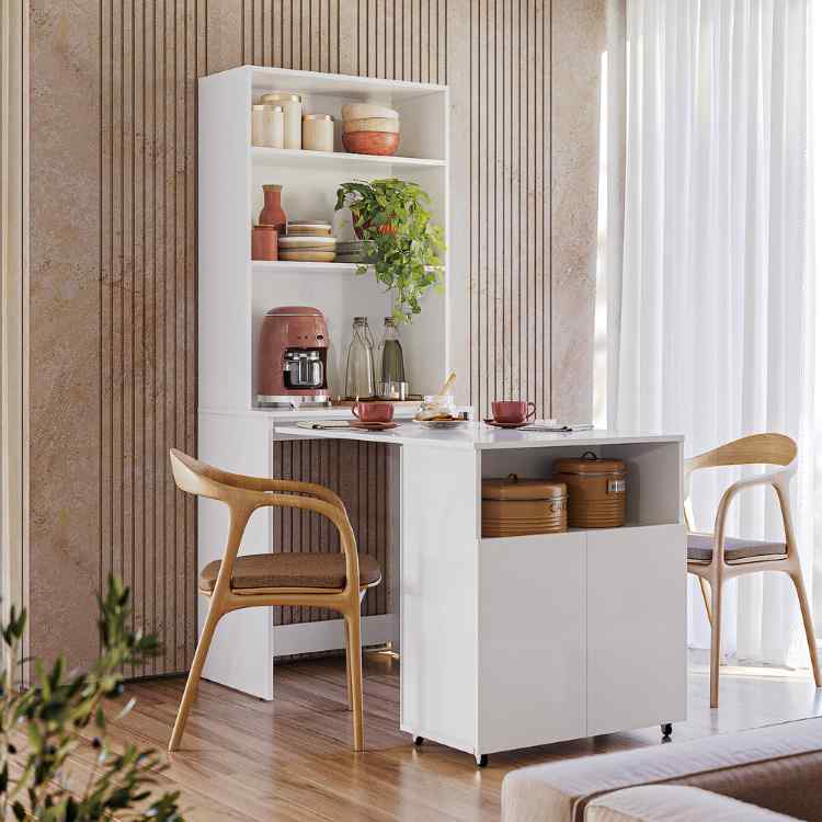 Mesa Duo com Tampo de Mesa Retratil Visualizacao Modo Cantinho do Cafe Kits Parana