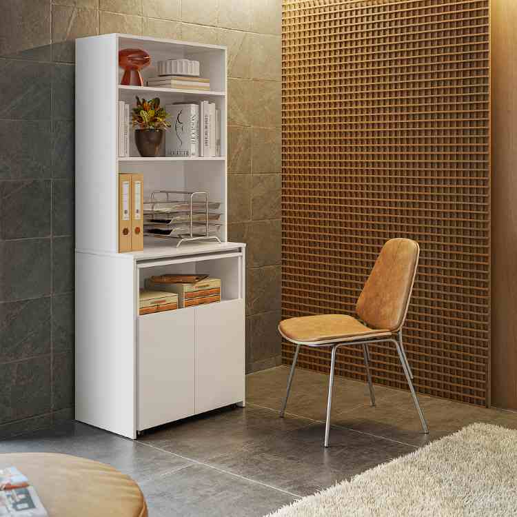 Mesa Duo Branco com Tampo de Mesa Retratil Kits Parana