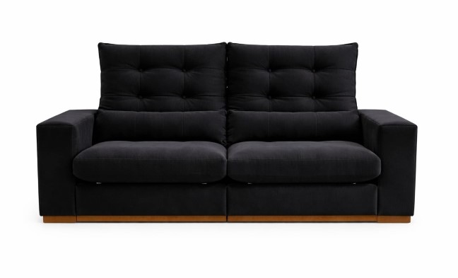 Estofado Retratil Reclinavel Toronto 250 2×100 mais 25cm Brc com Pillow 25cm Veludo Suede Preto Bia Estofados