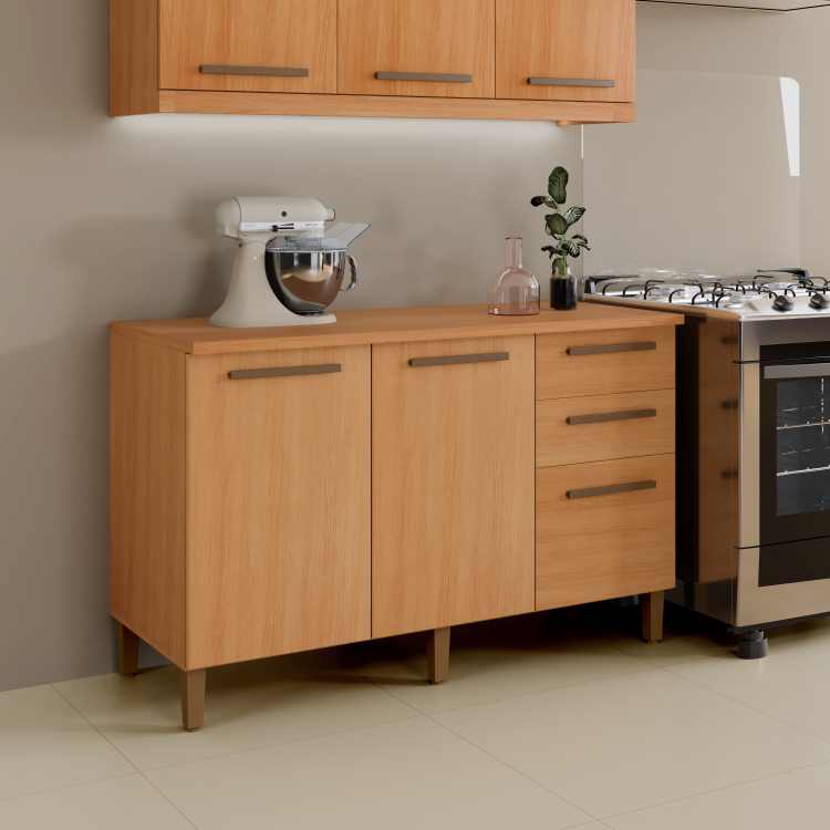 Balcao Diamante 120 3P2G Cinamomo Arte Moveis