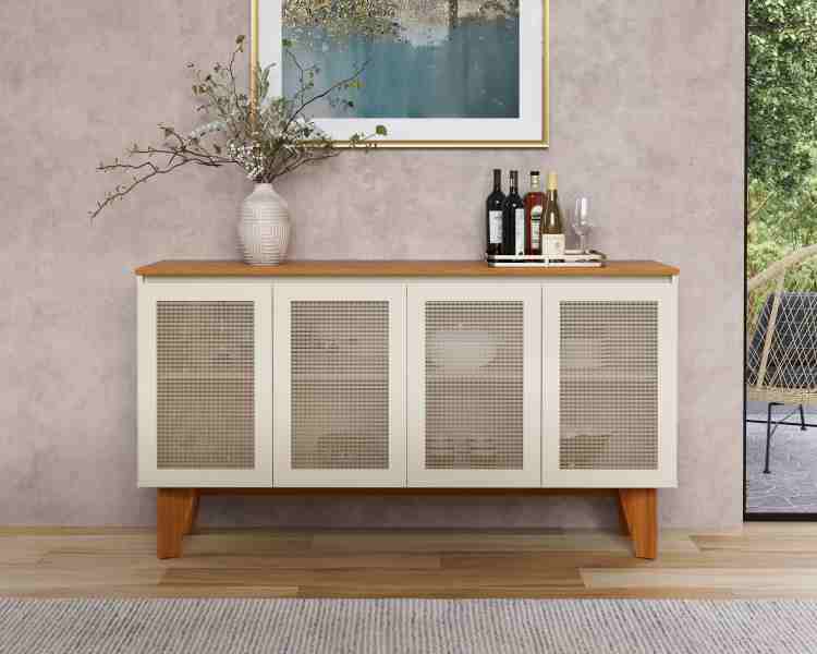 Buffet Topazio 4P Off White/Nature J&A Moveis