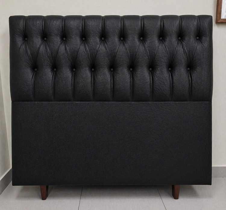 Cabeceira Casal Venus 140 Modelo 015 Courino Preto SR Movelaria