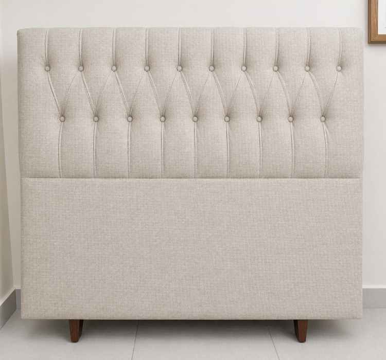 Cabeceira Casal Venus 140 Modelo 014 Linho Saturno Bege 08 SR Movelaria