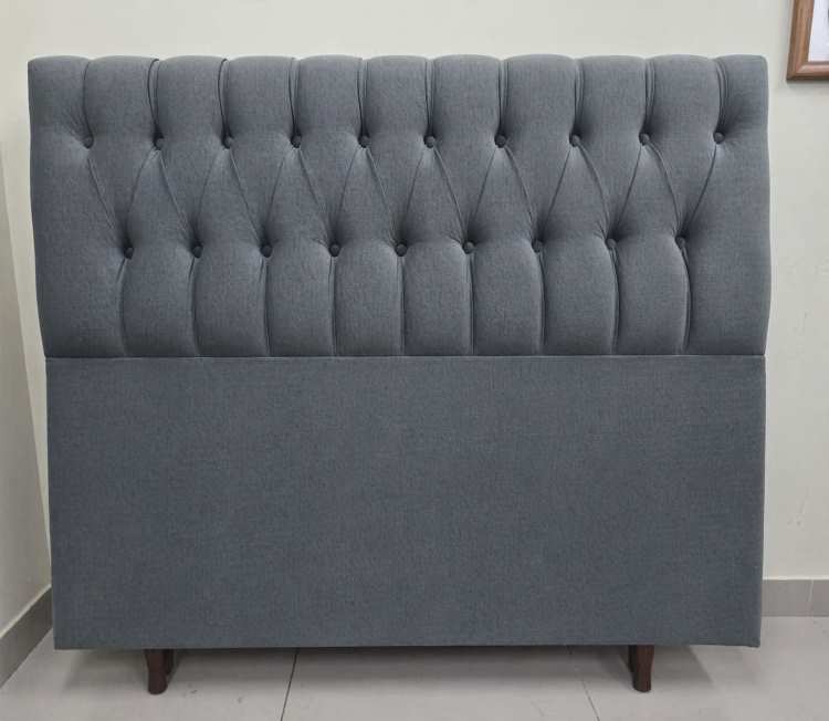 Cabeceira Casal Venus 140 Modelo 014 Veludo Inca Grafite 10 SR Movelaria