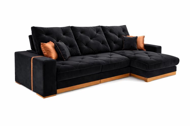 Estofado Retratil Reclinavel Geriba 320 3×90 + Braco 25cm Veludo Inca Preto 13 Idealle