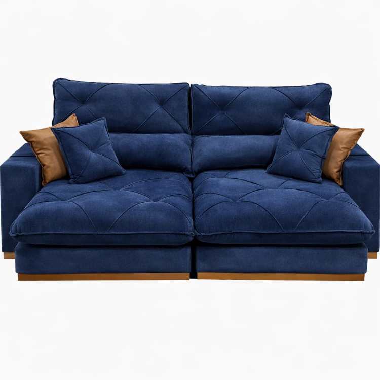 Estofado Retratil Reclinavel Geriba Plus 230 2×90 + Braço 25cm Veludo Inca Azul 24 Idealle