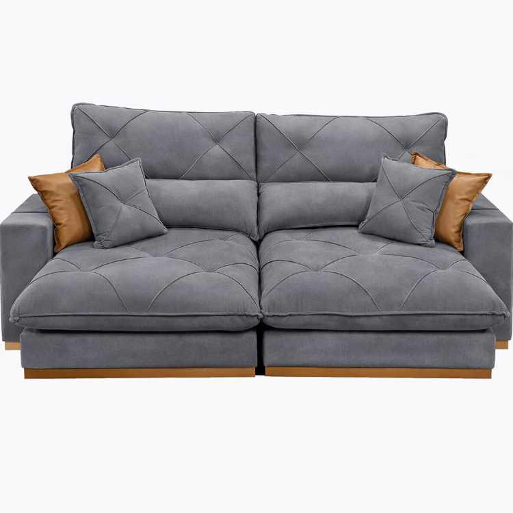Estofado Retratil Reclinavel Geriba Plus 230 2×90 + Braço 25cm Veludo Inca Grafite 10 Idealle