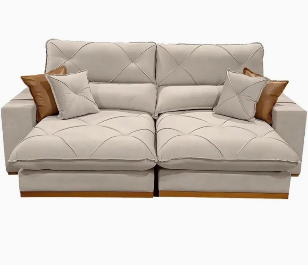 Estofado Retratil Reclinavel Geriba Plus 230 2×90 + Braço 25cm Veludo Inca Cru 01 Idealle