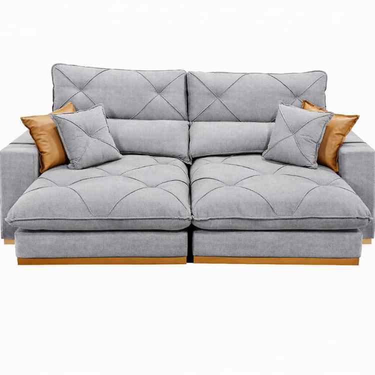 Estofado Retratil Reclinavel Geriba Plus 230 2×90 + Braço 25cm Linho Gelo Idealle