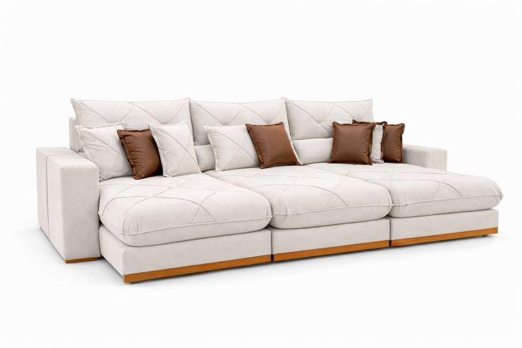 Estofado Retratil Reclinavel Geriba Plus 320 3×90 + Braco 25cm Veludo Inca Cru Idealle