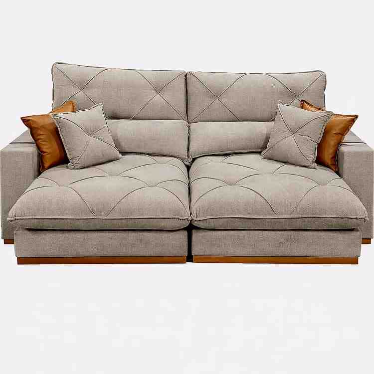 Estofado Retratil Reclinavel Geriba Plus 230 2×90 + Braço 25cm Linho Bege 01 Idealle