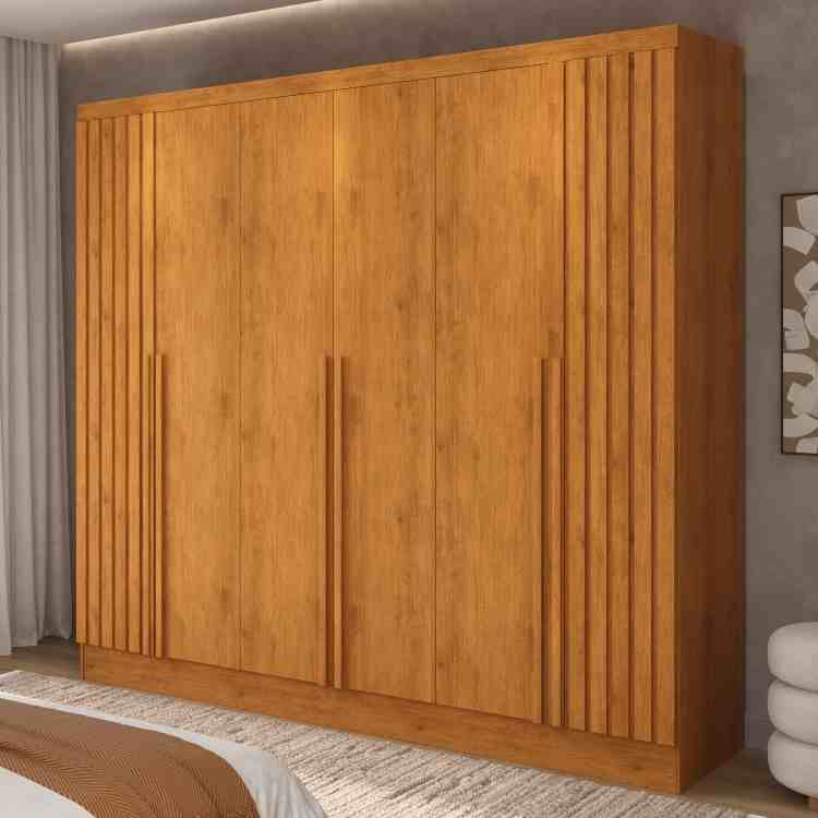 Roupeiro Atenas 6P MDP Nature Ripado J&A Moveis