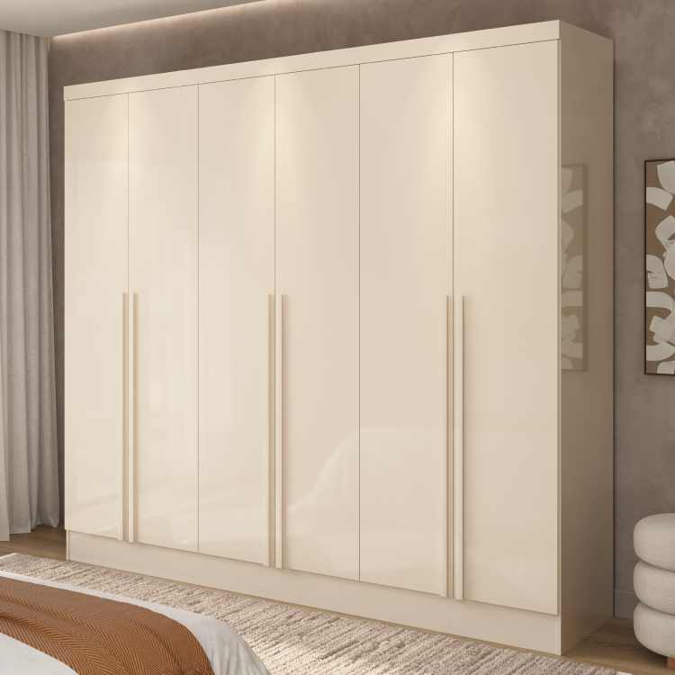 Roupeiro Atenas 6P MDP Off White Liso J&A Moveis