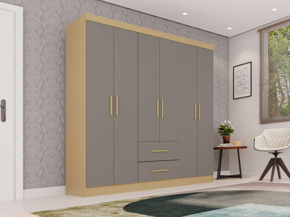 15397.Roupeiro Estrela Premium 6P2G com Pes Jequitiba/Granizo Salleto