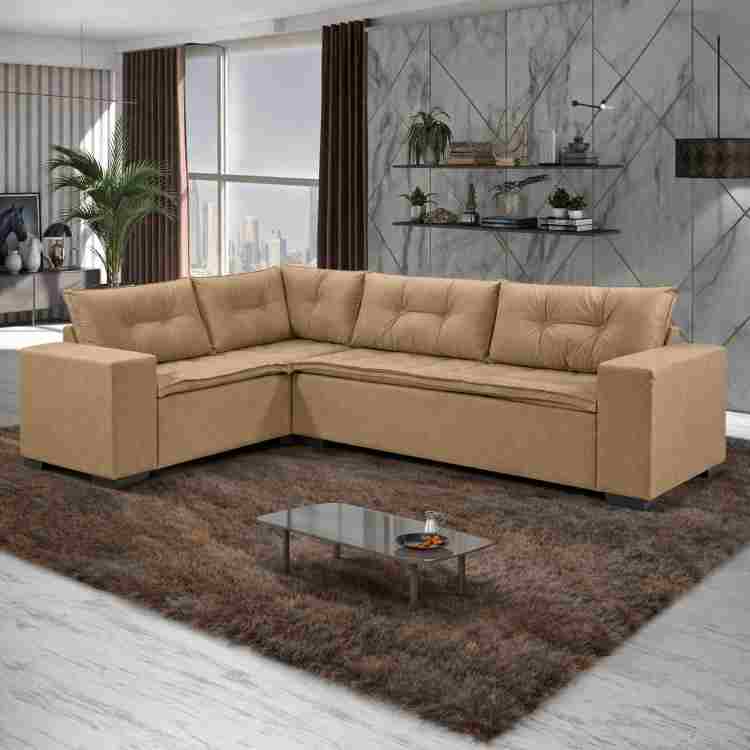 Sofá Canto M-146 300×210 5 Lugares – Tecido Acqua Block Cor B-484 Caqui Martins Estofados