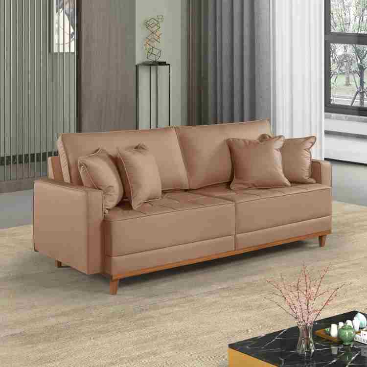 Sofa Living M-199 Inteiriço 200 – Tecido Courissimo Cor Caramelo AA-430 Martrins Estofados