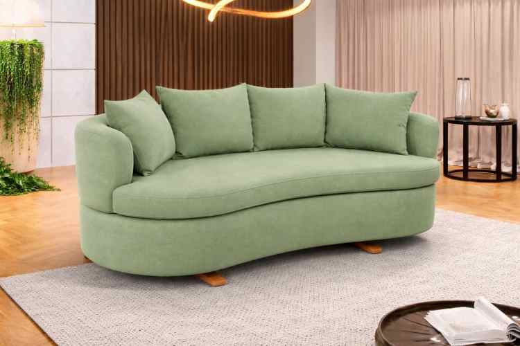 Sofa Living Organic M-204 3 Lugares 2,00m- Tecido Sarja Verde B485 Martins